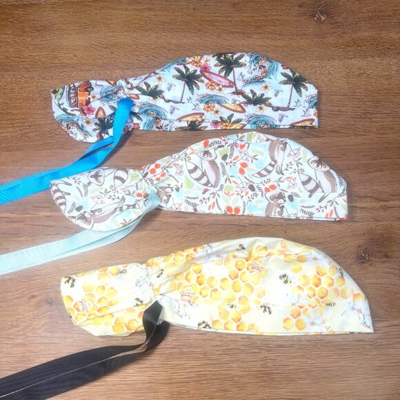 NWOT 10 Ponytail Scrub Caps Bundle scrub hats surgical caps ponytail scr… - Picture 15 of 16